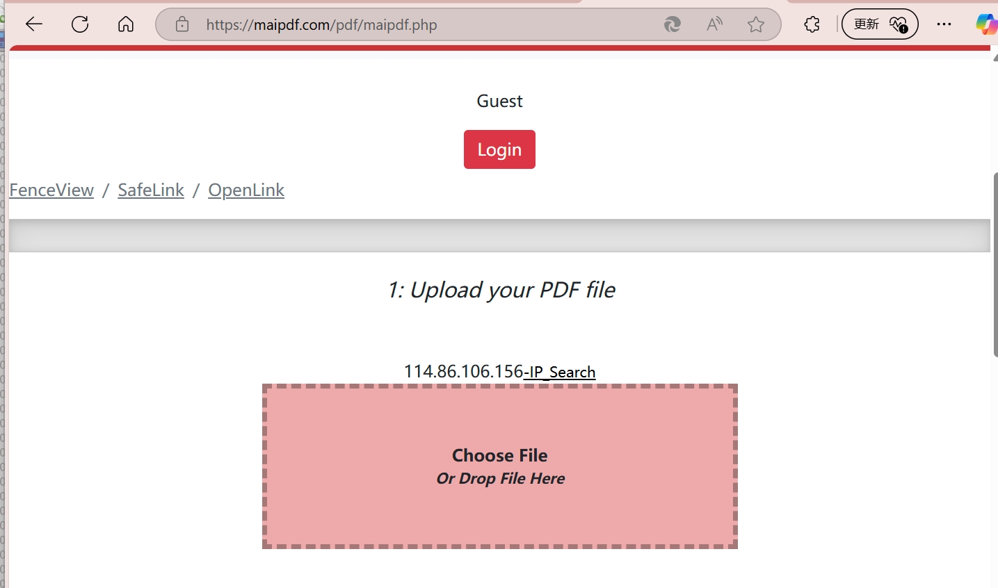Interfaz de carga de PDF